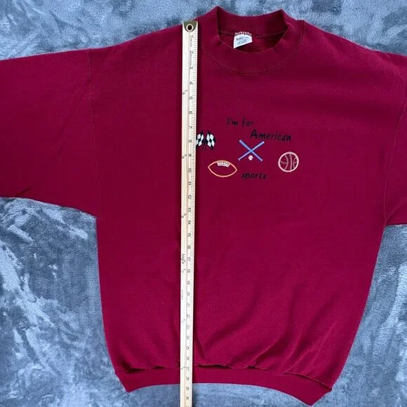 Vintage 90s American Sports Sweatshirt XL USA Made Crewneck Football Baseball - Picture 8 of 9